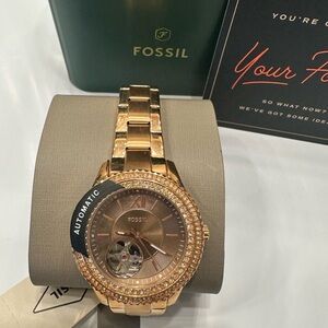 Fossil Gold Women's Automatic Bracelet Watch ME3211